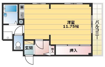 エーデル宝殿(ワンルーム/2階)の間取り写真