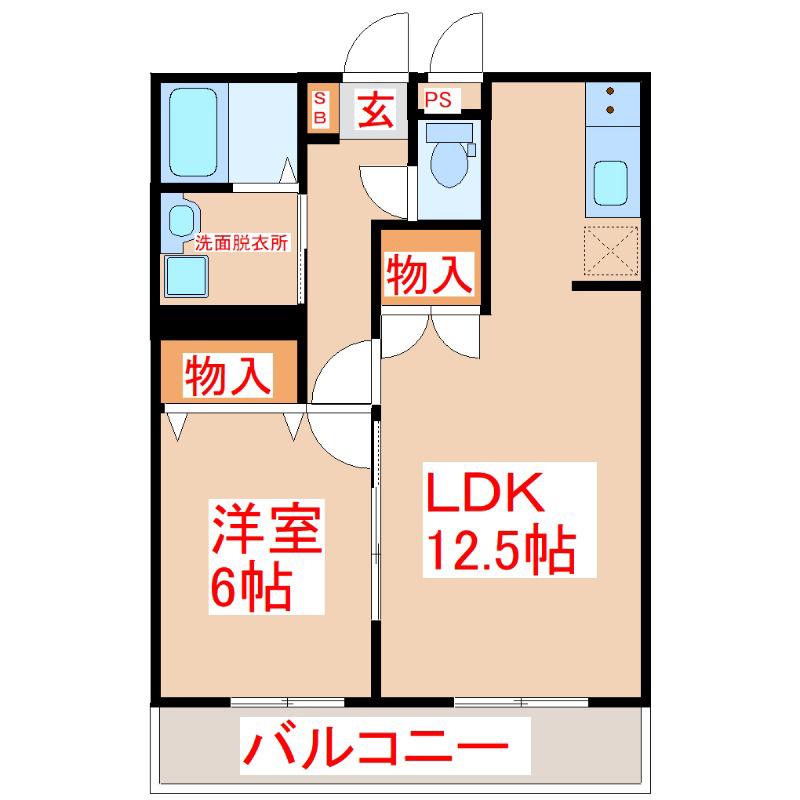 CRESCENT(1LDK/2階)の間取り写真