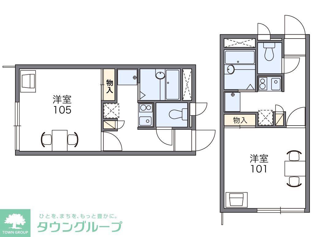レオパレス浮城(1K/2階)の間取り写真