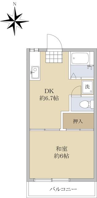 ファミーユ内藤(1DK/1階)の間取り写真
