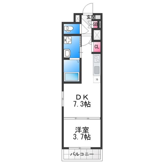 F ASECIA PUR 湊(1DK/3階)の間取り写真