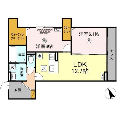 D S LIEN(2LDK/1階)の間取り写真
