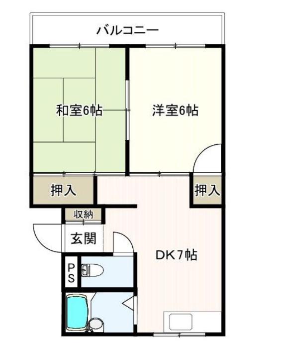 レジスコート東難波III(2DK/2階)の間取り写真