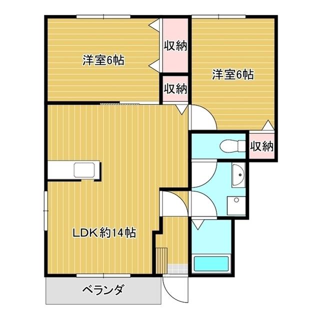 サンセール(2LDK/1階)の間取り写真