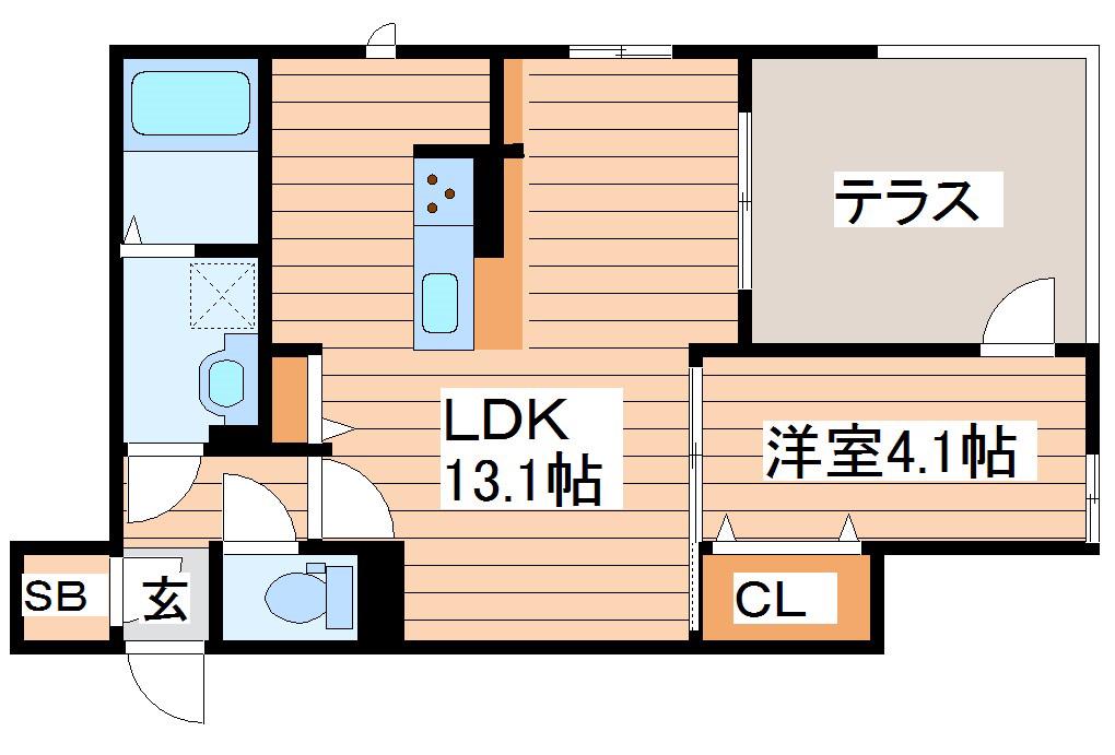 DーROOM ARAI 4TH STREET(1LDK/1階)の間取り写真