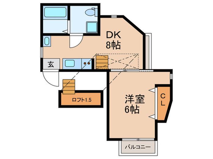 ARTS沼袋(1DK/2階)の間取り写真