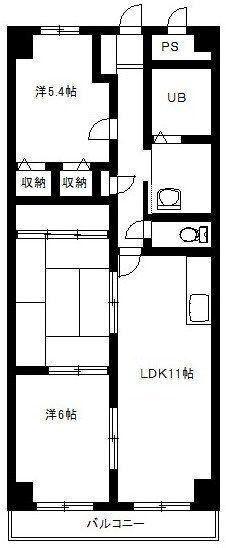 エスポワール横山(3LDK/2階)の間取り写真