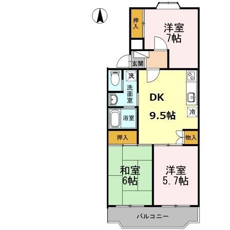 ウエストヒル湘南台(3DK/2階)の間取り写真