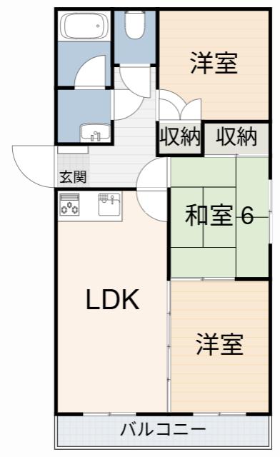 グリーンヒルズ白山(1LDK/1階)の間取り写真