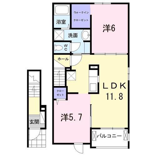 サンプラシードIII(2LDK/2階)の間取り写真
