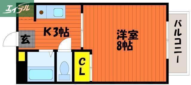 リヴラン弓之町(1K/2階)の間取り写真