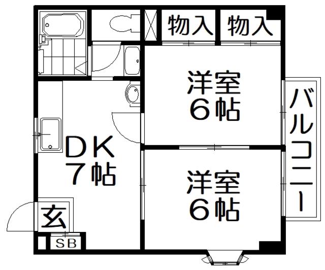 グラスガーデンI(2LDK/1階)の間取り写真