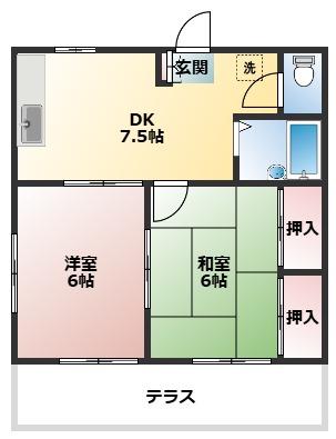 ファミール若宮(2DK/2階)の間取り写真