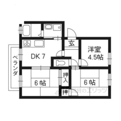 コートヴィレッジ・イースト(3DK/2階)の間取り写真