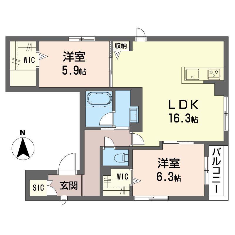 フェリーチェ 世田谷(2LDK/2階)の間取り写真
