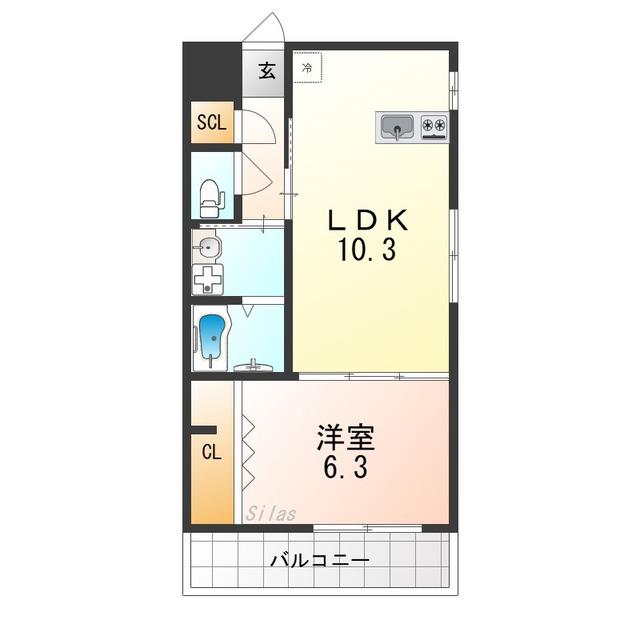 グリーンフィールズ北花田(1LDK/2階)の間取り写真