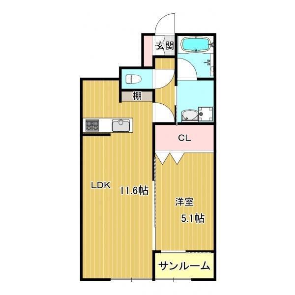 ル・グラン(1LDK/1階)の間取り写真