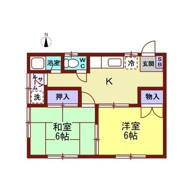 コーポN1(2DK/1階)の間取り写真