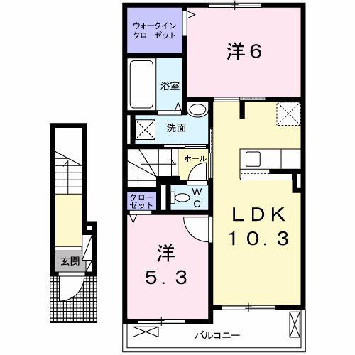 グランノーブルII(2LDK/2階)の間取り写真