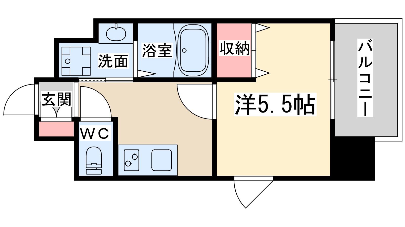 アルザ松ヶ枝2(1K/10階)の間取り写真