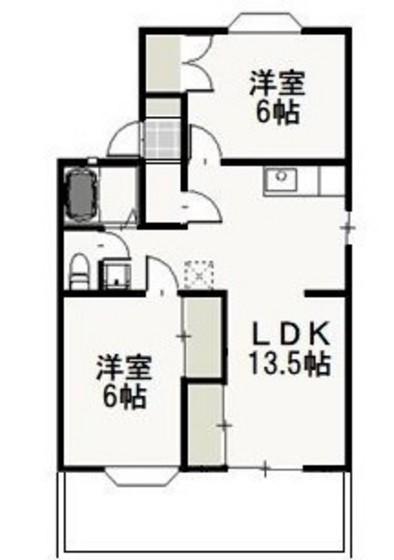 ファミーユ・ビボD(2LDK/2階)の間取り写真