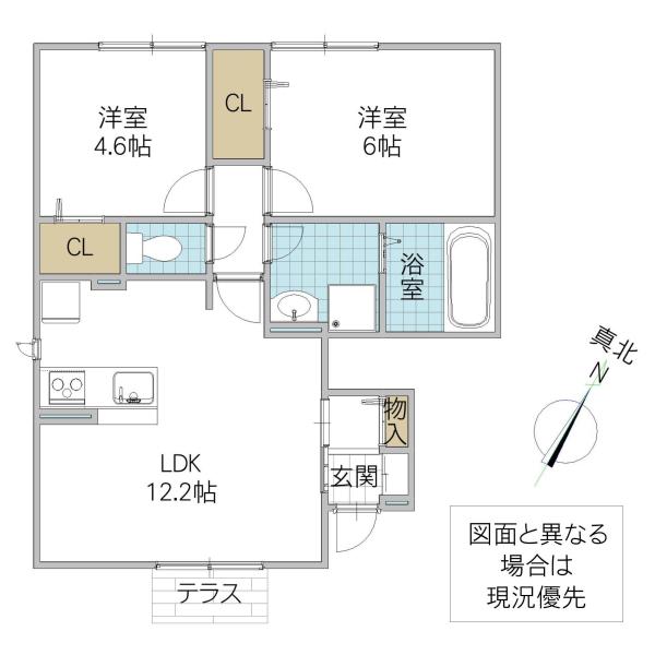 LA FORTE N棟(2LDK/1階)の間取り写真