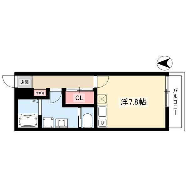 ラポール(1K/1階)の間取り写真