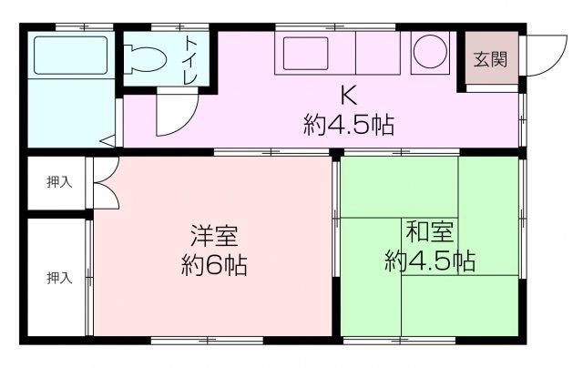 ボヌール佐野(2K/2階)の間取り写真