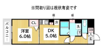 BACCHUS神戸ウエスト(1DK/10階)の間取り写真