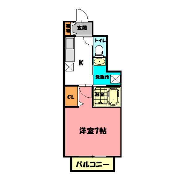 パークサイド足立(1K/1階)の間取り写真