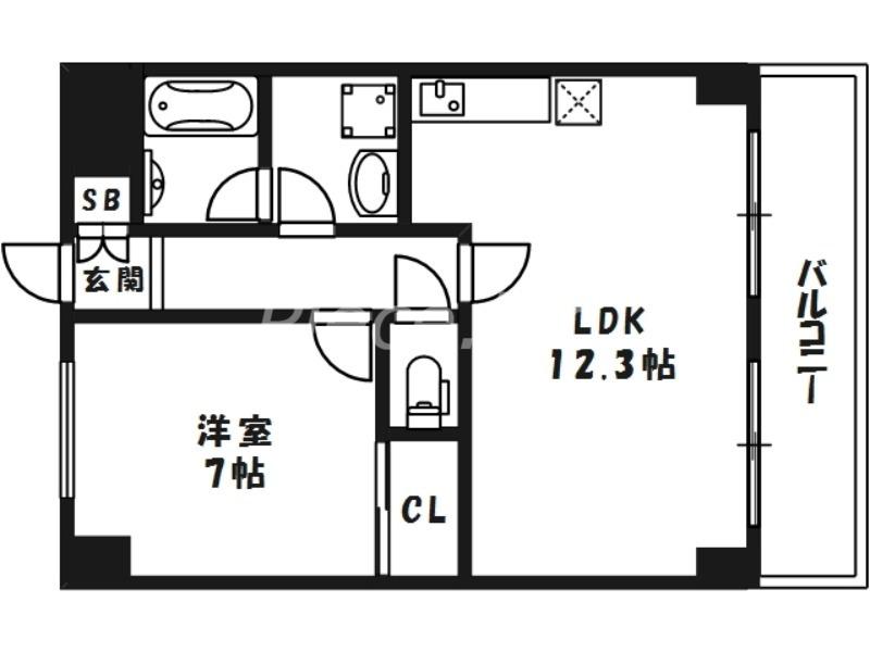 ライフ北梅田(1LDK/5階)の間取り写真