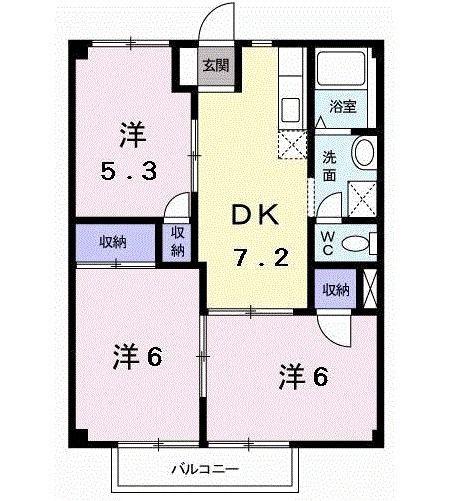 グリーンハイツK(3DK/1階)の間取り写真