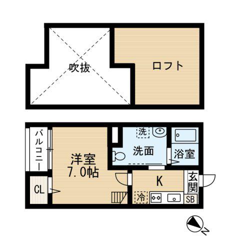 EDEN箱崎II(1K/2階)の間取り写真