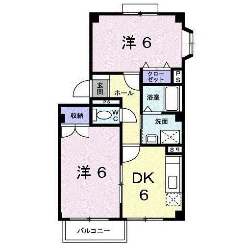 グリーンヒル弐番館(2DK/2階)の間取り写真