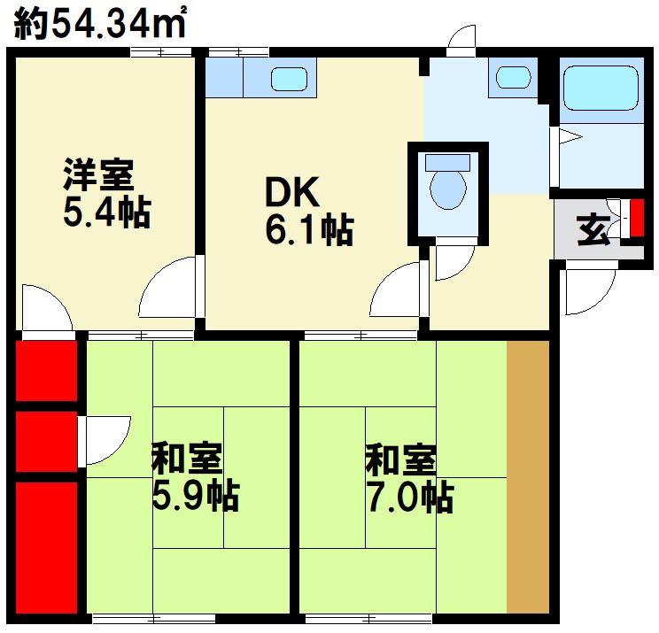 フレグランス春日台(3DK/1階)の間取り写真