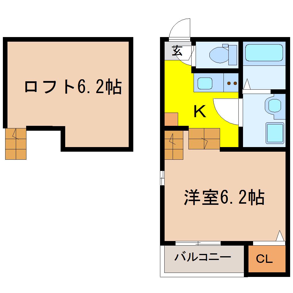 プリメイロ(1K/1階)の間取り写真