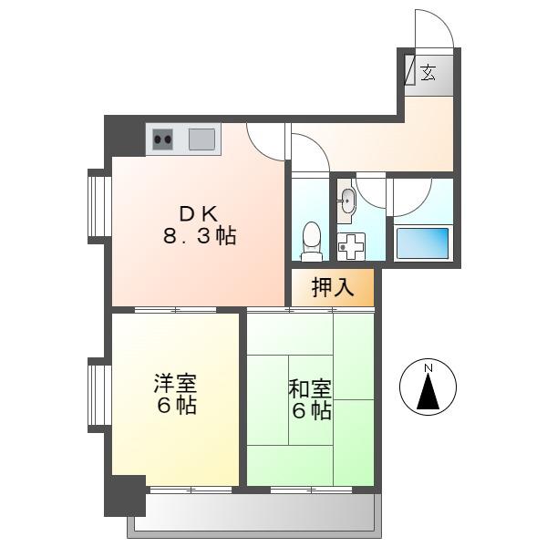 レスカール白金(2DK/4階)の間取り写真
