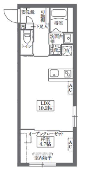 COCOCUBE鵜の木(1LDK/2階)の間取り写真