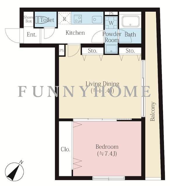 MAISON YUTENJI(1LDK/2階)の間取り写真