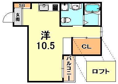 シティフラット灘(ワンルーム/1階)の間取り写真