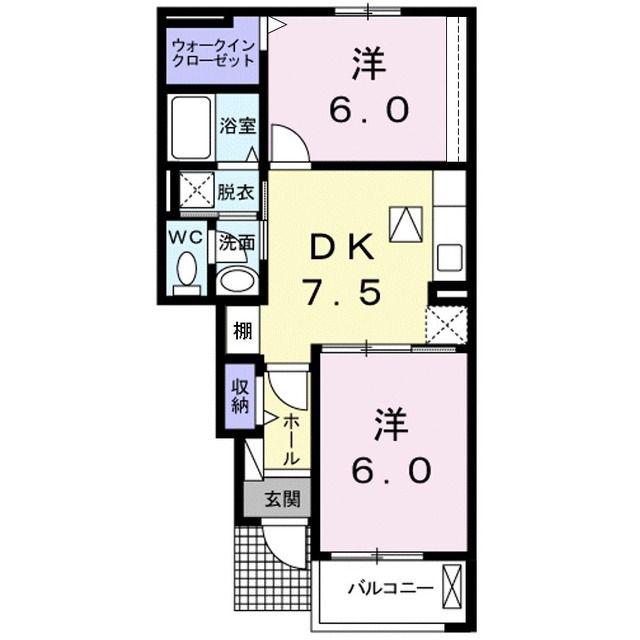 シュマン(2DK/1階)の間取り写真