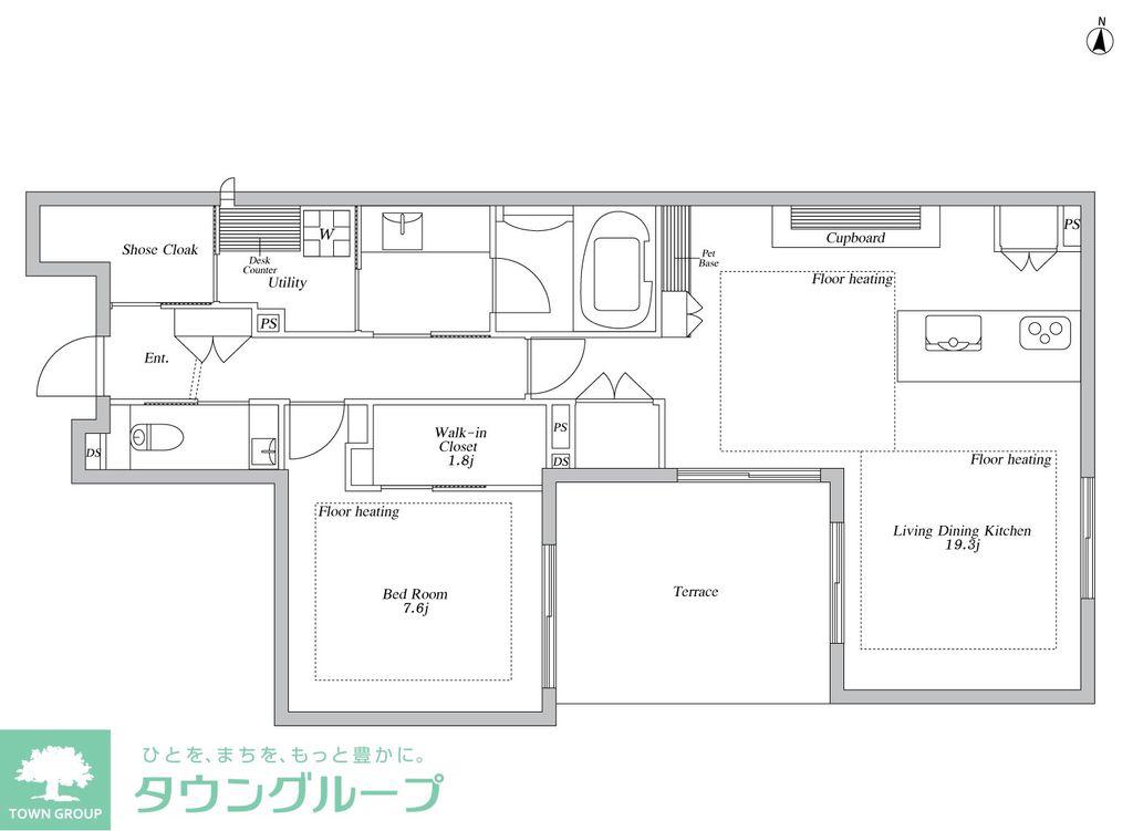 FIORE白壁(1LDK/1階)の間取り写真