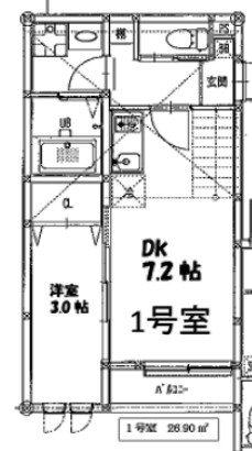 ビータス箱崎(1DK/2階)の間取り写真