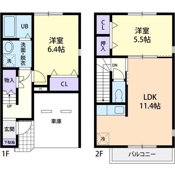 雪月風花(2LDK/1階)の間取り写真