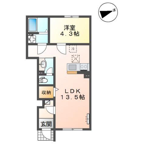 東合川アパート(1LDK/1階)の間取り写真