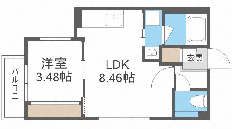 パレス柊(1LDK/3階)の間取り写真