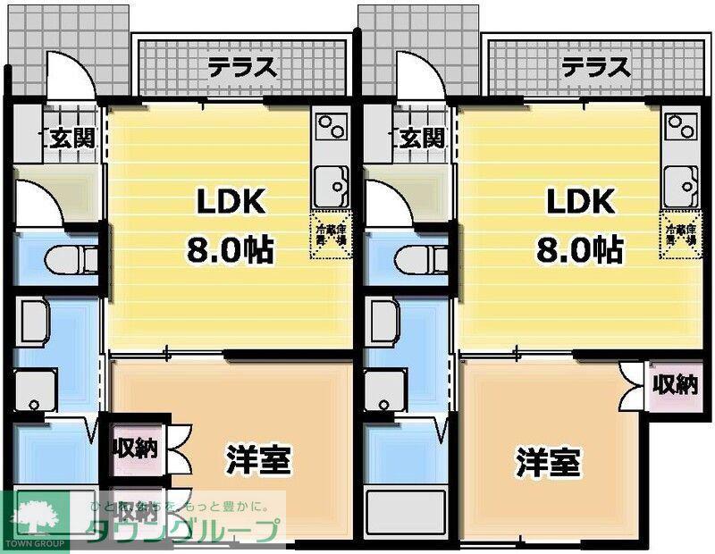 PRIME WOOD SHINOZAKI(1LDK/1階)の間取り写真