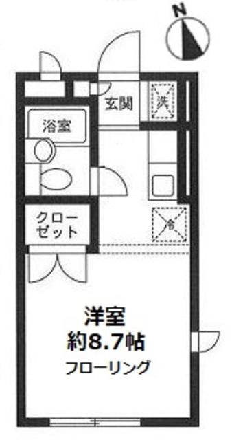 ドルフ綱島台(ワンルーム/1階)の間取り写真