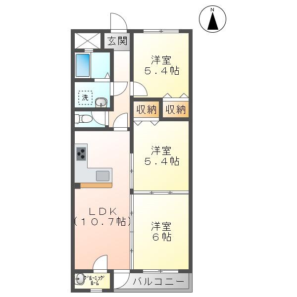 セシルII(3LDK/1階)の間取り写真