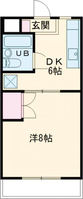 Gハイツ城之崎(1DK/3階)の間取り写真